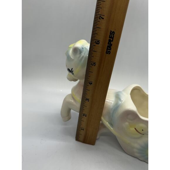 Vtg 50’s Pony Horse And Carriage Ceramic Planter Pink Blue Pastel Nursery Decor - Picture 8 of 10